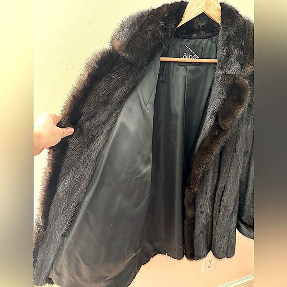 Vintage Furs by Albe Mahogany Mink Removable Hood Fur Coat Jacket Size L / XL - Picture 11 of 12